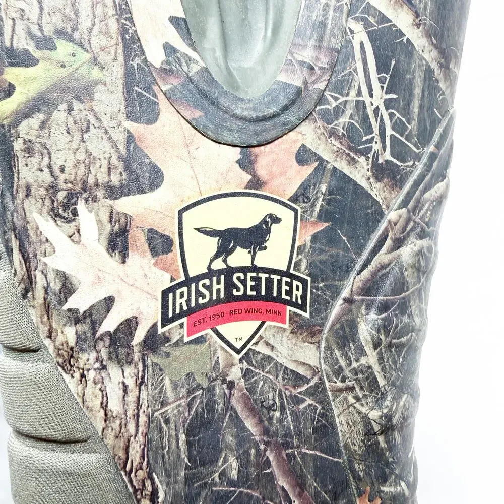 Irish Setter Green and Tan Camo Rubber Boots Men's Size 12 EUC Pull On
